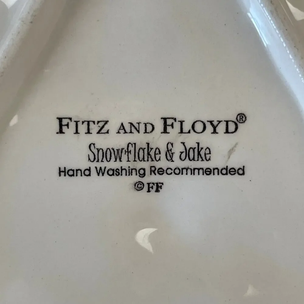 Fitz And Floyd Snowflake & Jake Snack Plate Christmas Tree Holiday Platter